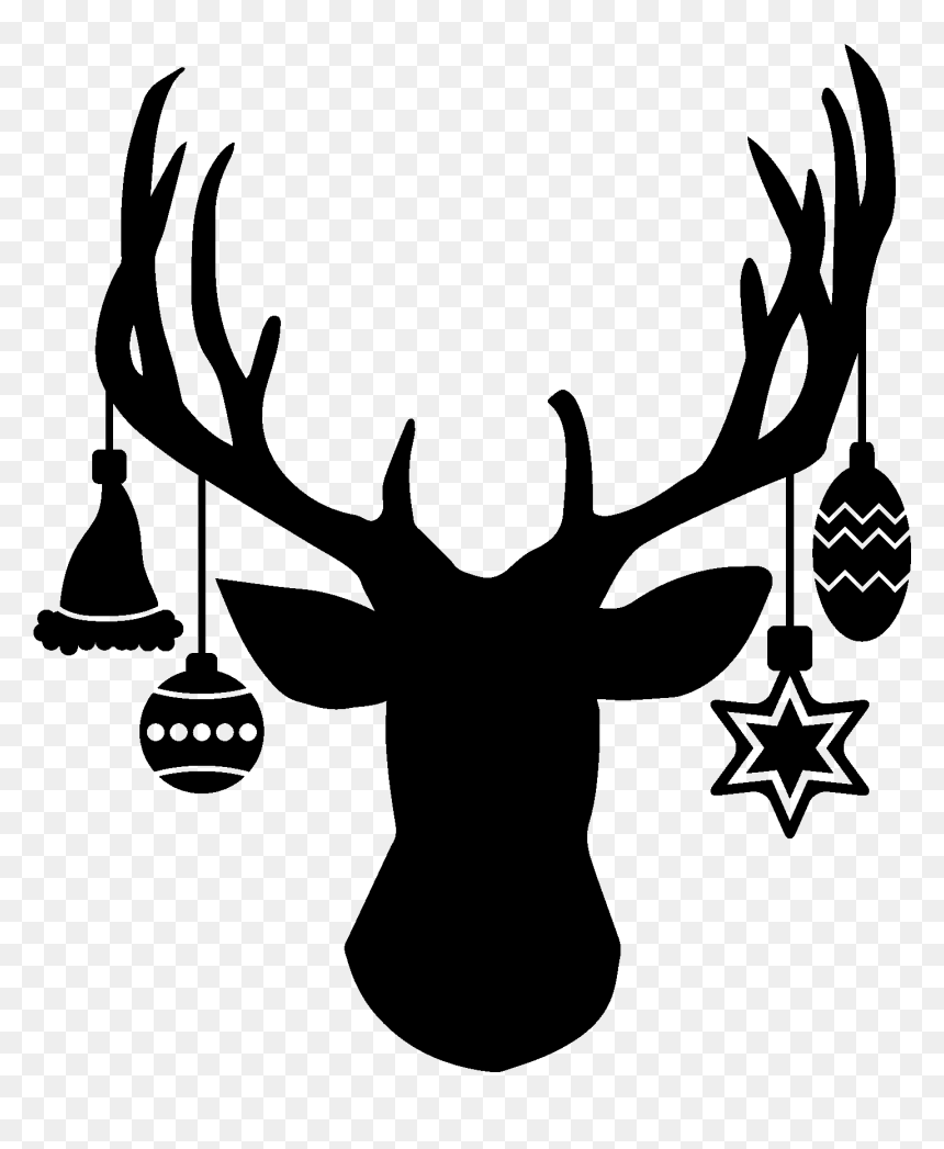 Christmas Deer Head Silhouette, HD Png Download - hanging ornament png