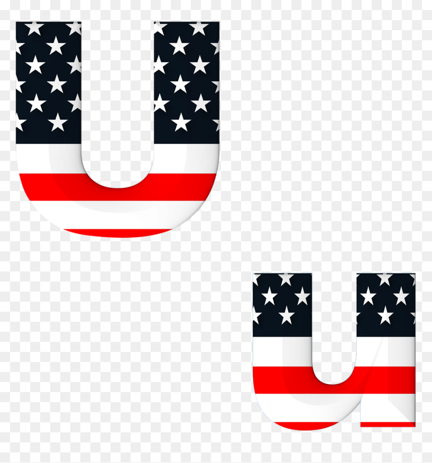Letter U With American Flag, HD Png Download - american flag star png