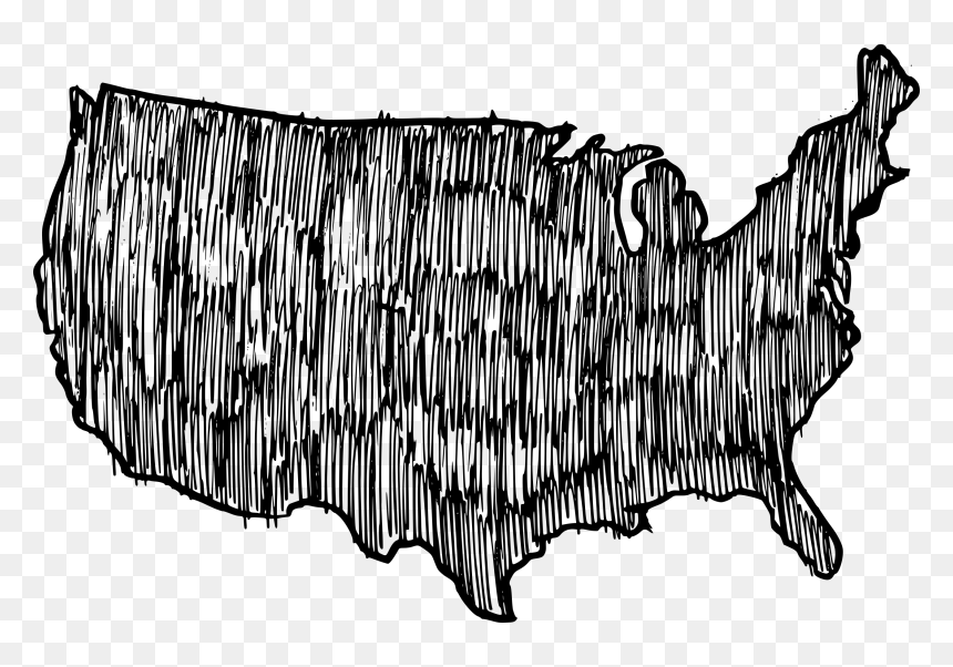 Map Of Usa Drawing 2 - Illustration, HD Png Download - usa png