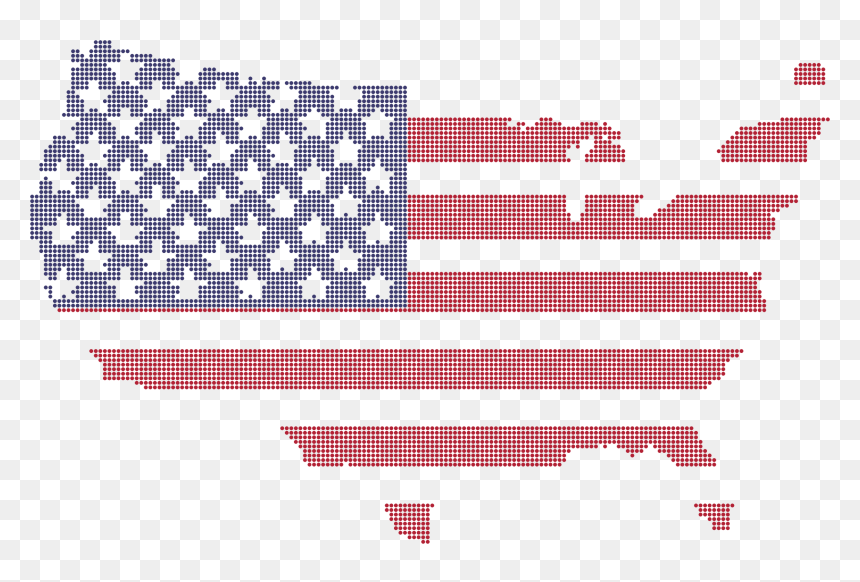 America Flag Map Dots Clip Arts - United States Of America Map And Flag, HD Png Download - dots png