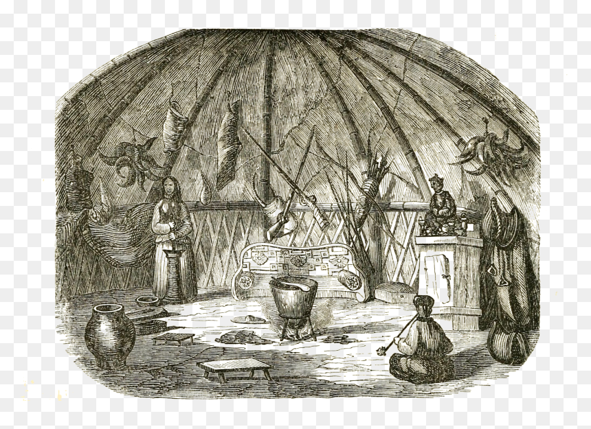Tttc Vol I 050 Interior Of Tartar Tent - Sketch, HD Png Download - tent png
