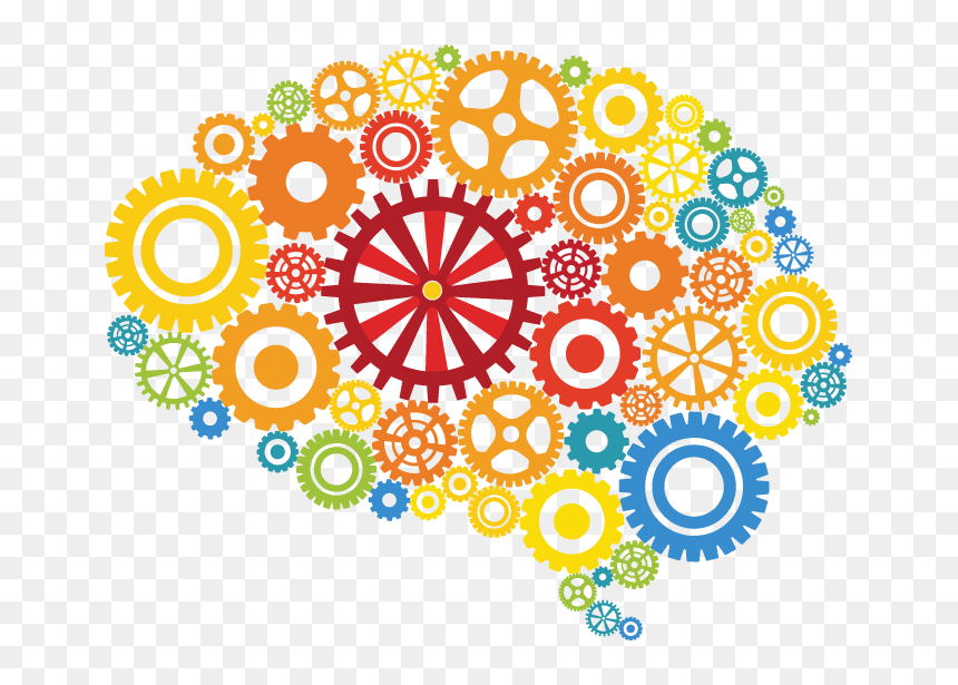 Custom Colored Brain - Gears Brain Clipart, HD Png Download - gears png