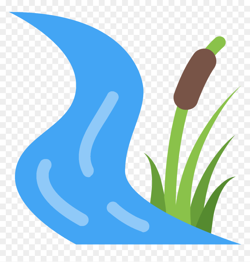 A Winding Creek Next To A Tuft Of Tall Grass And A - Creek Clipart Transparent, HD Png Download - tall grass png