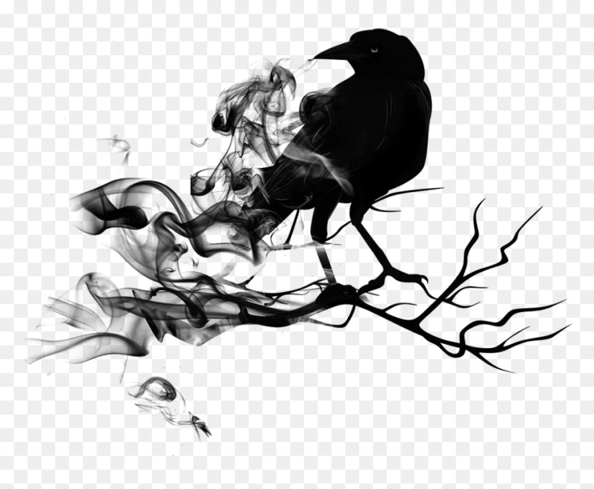 Clipart Free Black Raven Blacksmoke Animal Bird - Raven Edgar Allan Poe Art, HD Png Download - black smoke png