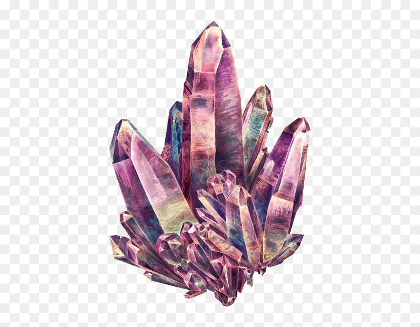 Decoration Diamond Mineral Pictures Watercolor Crystal - Mineral Art, HD Png Download - crystal png