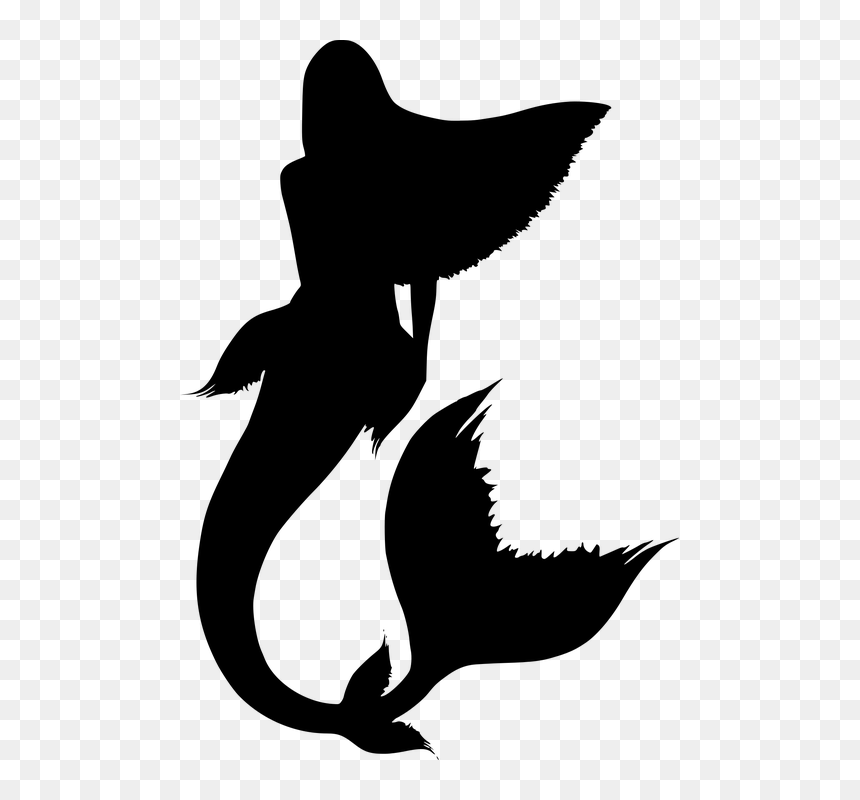 Siren Mermaid Silhouette, HD Png Download - mermaid tail png