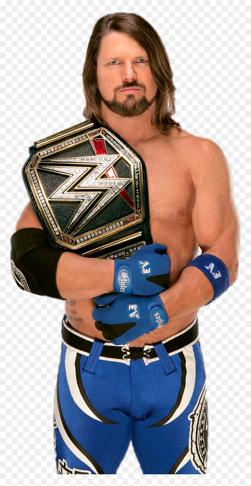 Ajstyles Wwe Styles Aj Champion Wrestling Wrestler - Wwe Aj Styles Wwe Champion, HD Png Download - aj styles png