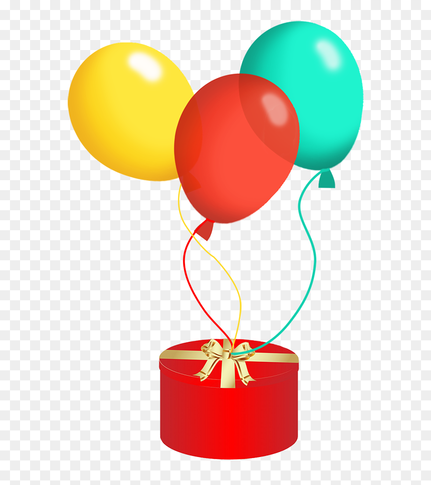 Birthday Balloons And Present - Present With Balloon Png, Transparent Png - birthday balloons png