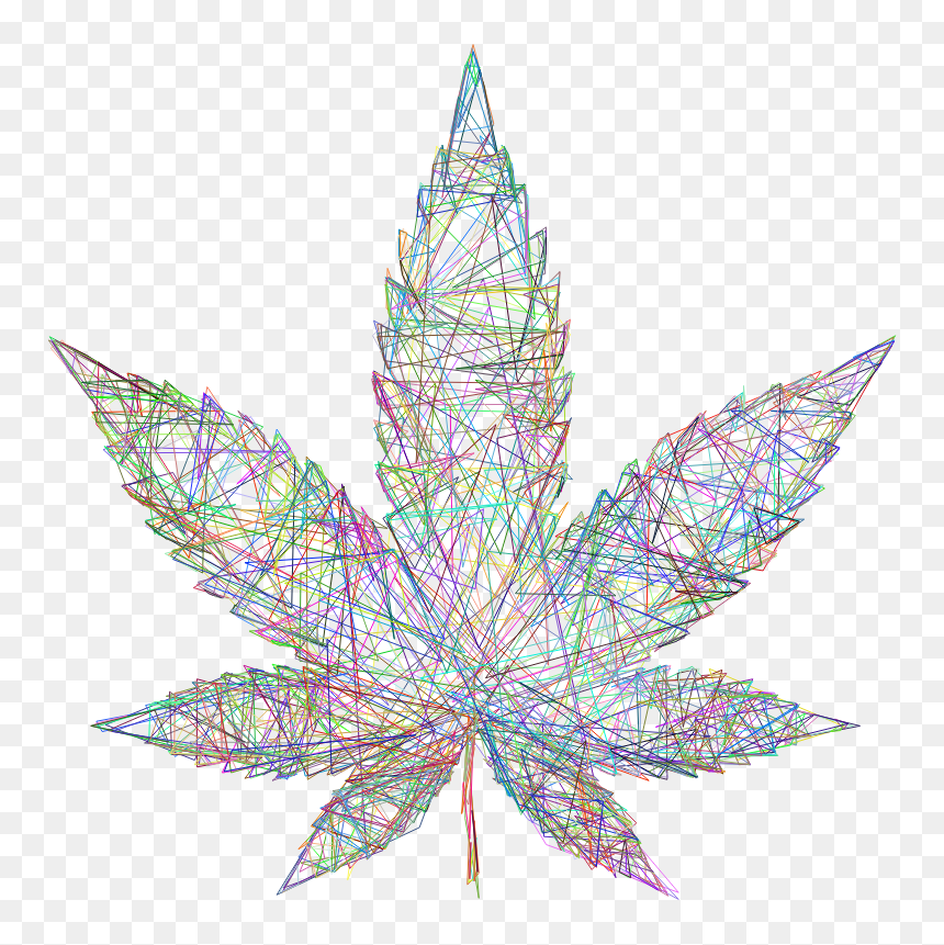 Marijuana Leaf Triangles Wireframe Prismatic - Cannabis Png Drawing, Transparent Png - pot leaf png