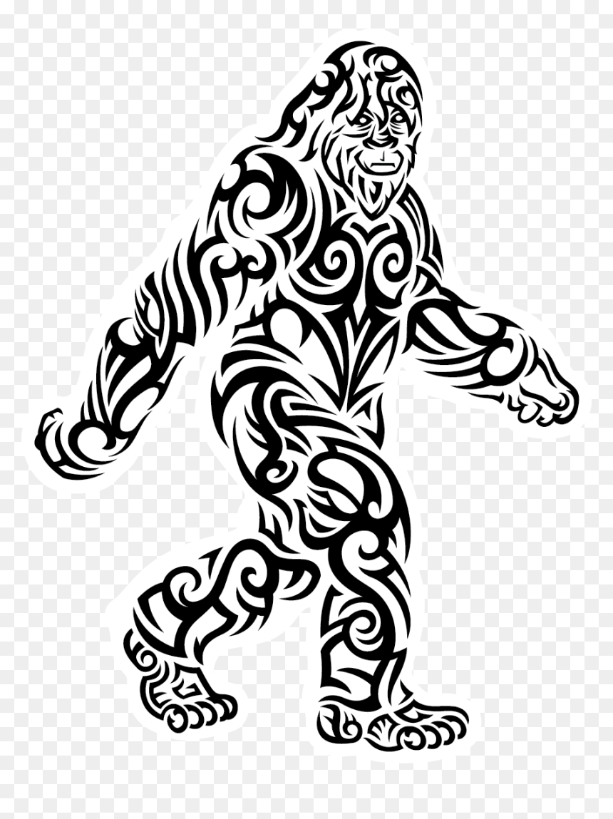 The Tribal Bigfoot Stroll Sticker - Bigfoot Black And White, HD Png Download - tribal png