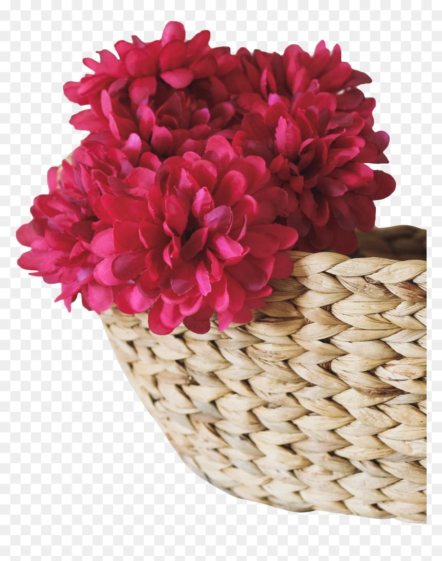 Basket With Pink Flowers, HD Png Download - pink flower png