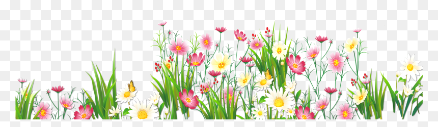 Flower With Grass Png, Transparent Png - pink flower png