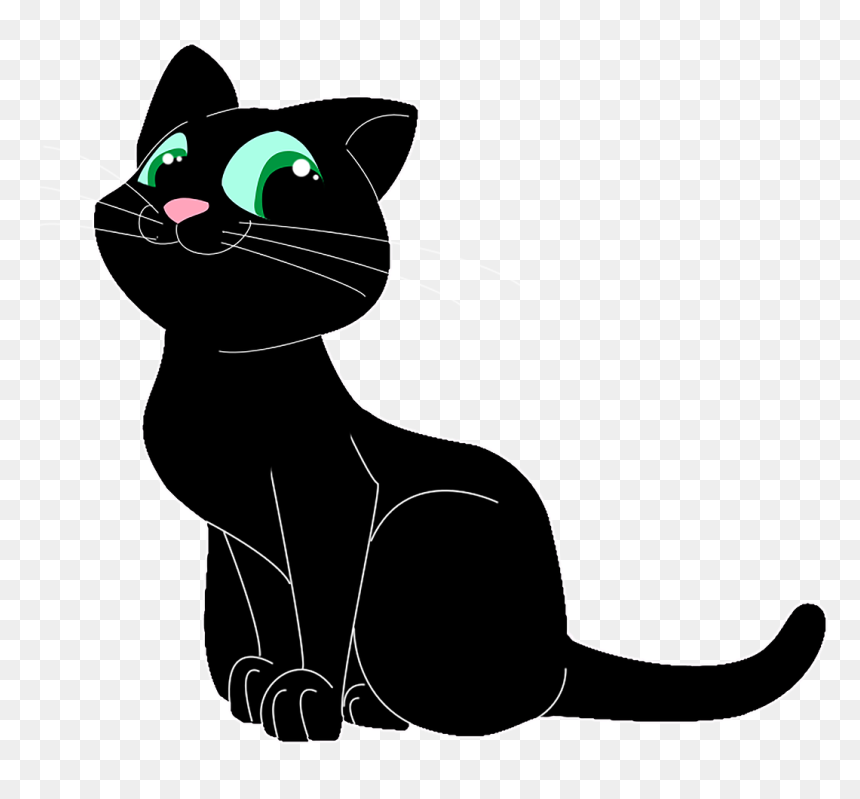 Black Cat Cartoon Cute, HD Png Download - black cat png