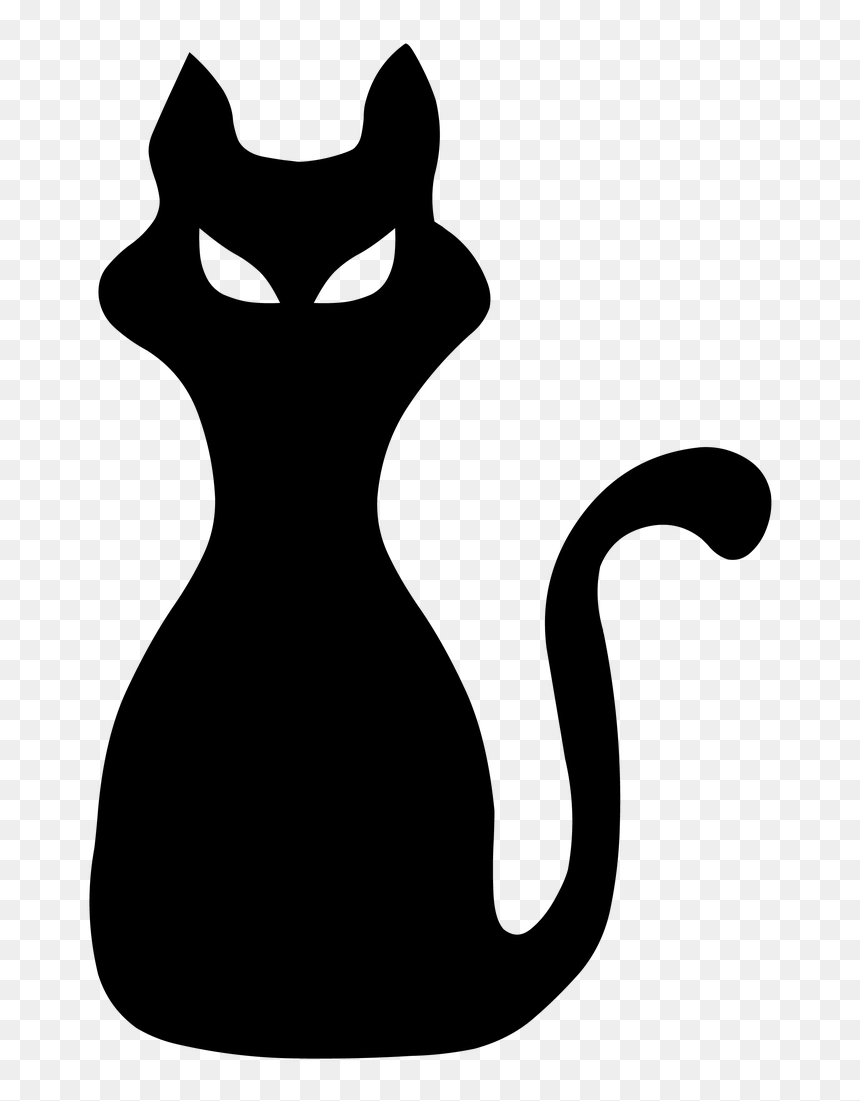 Halloween Cat Silhouette, HD Png Download - black cat png