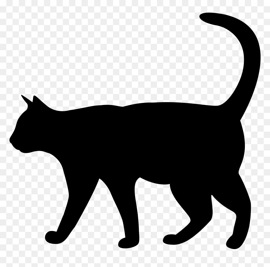 Cat Silhouette Png Transparent Clip Art Image, Png Download - black cat png