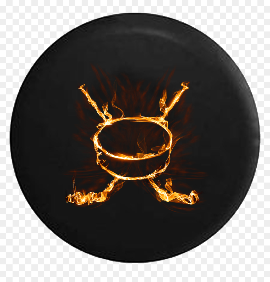 Flaming Realistic Fire Hockey Stick & Puck Rv Camper - Hockey Stick On Fire Png, Transparent Png - realistic fire png