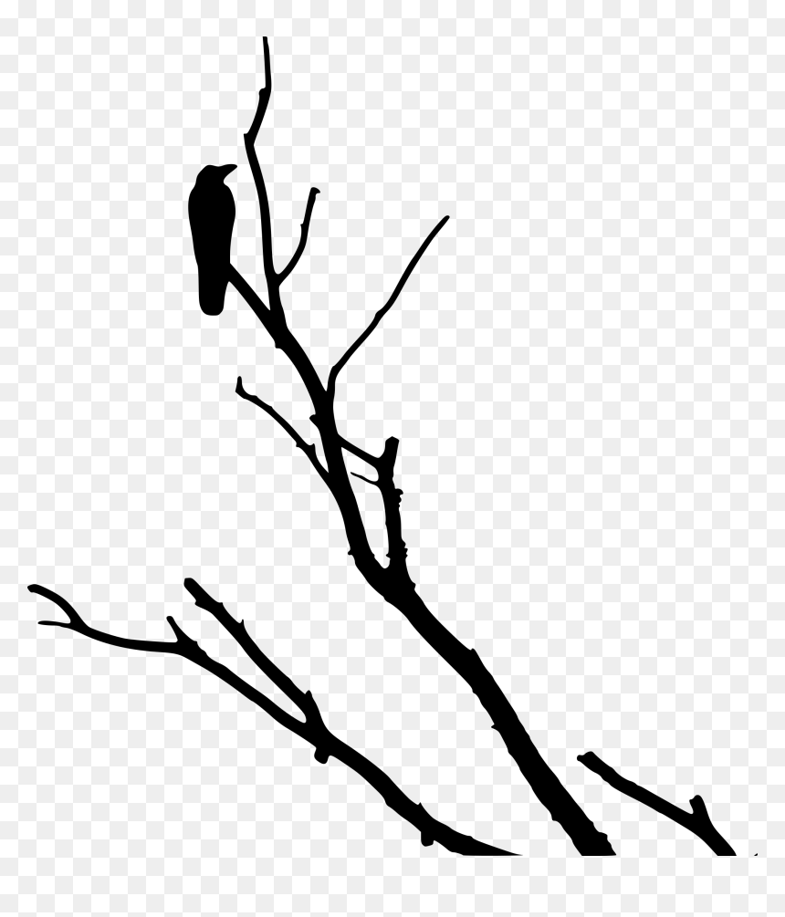 Crow On Tree Silhouette, HD Png Download - dead tree png
