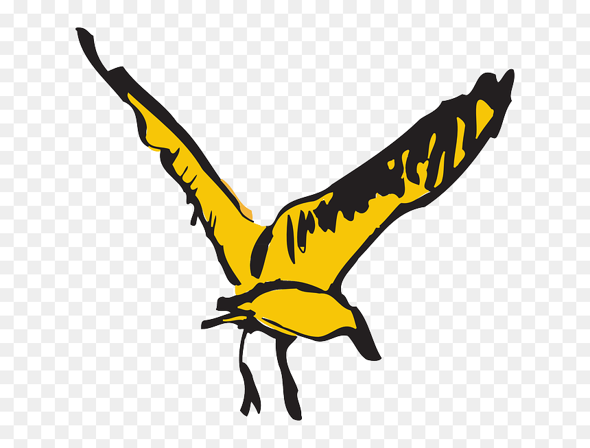 Stylized, Bird, Flying, Wings, Art, Feathers, Fly - นก การ์ตูน สี เหลือง บิน, HD Png Download - birds flying png