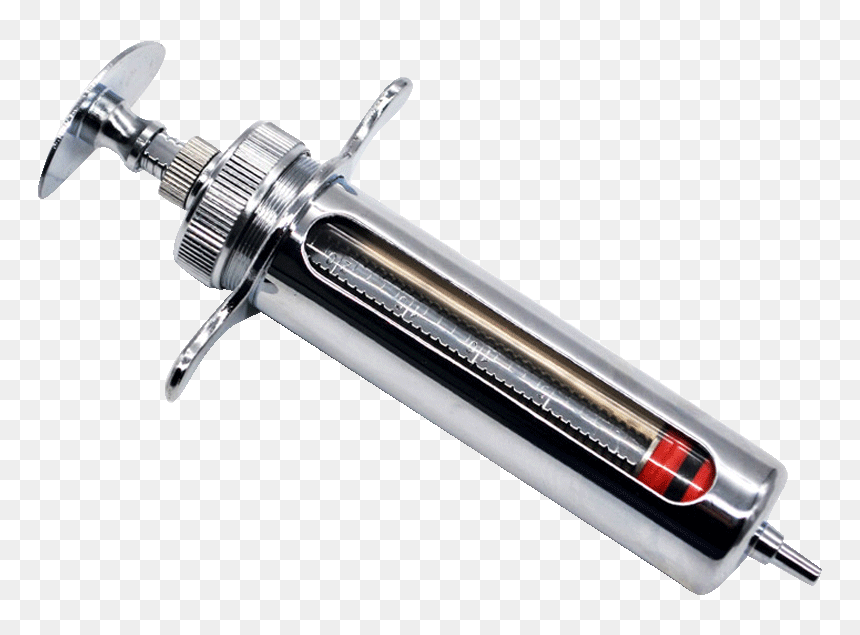中农兽用器械50ml金属注射器 猪牛羊用大号针管针筒 金属注射针器 - Blade, HD Png Download - syringe png