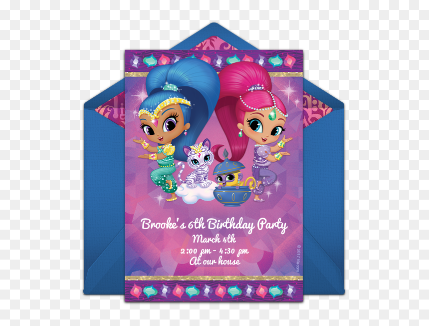 Shimmer And Shine Birthday Party Invite, HD Png Download - shimmer and shine png