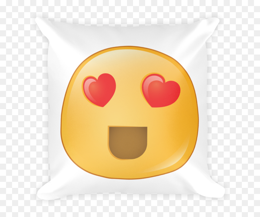 Expressive Heart Eyes Emoji Square Stuffed Pillow - Cushion, HD Png Download - heart eyes emoji png