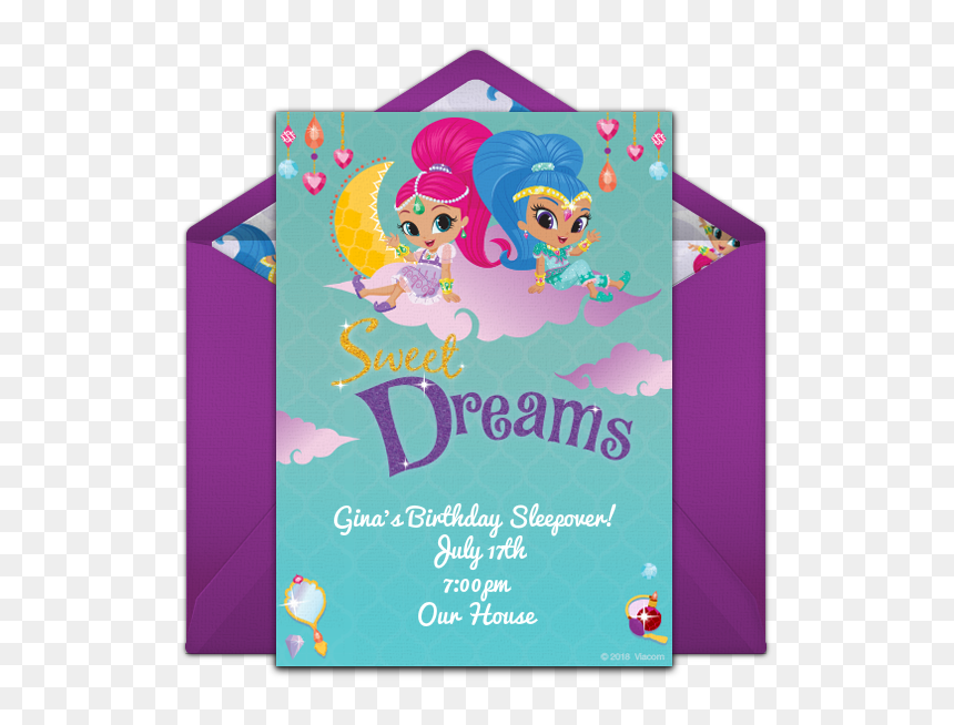 Shimmer And Shine Sleepover Invitation, HD Png Download - shimmer and shine png