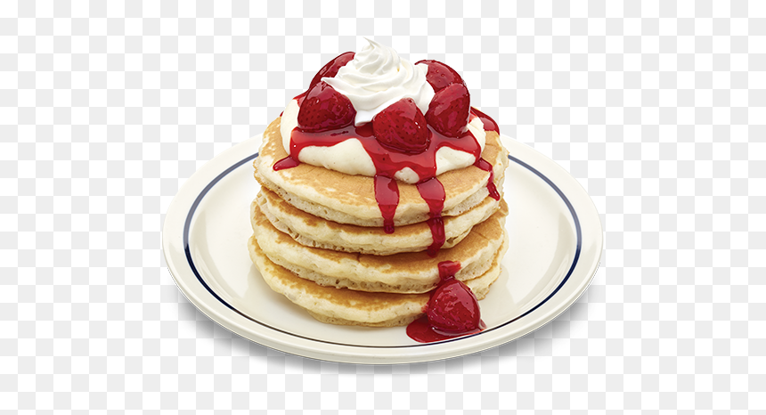 Ihop Strawberry And Cream Pancakes, HD Png Download - pancakes png