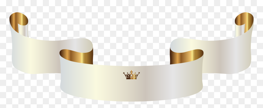 White Banner With Crown Png Clipart Image - White And Gold Banner Png, Transparent Png - gold banner png