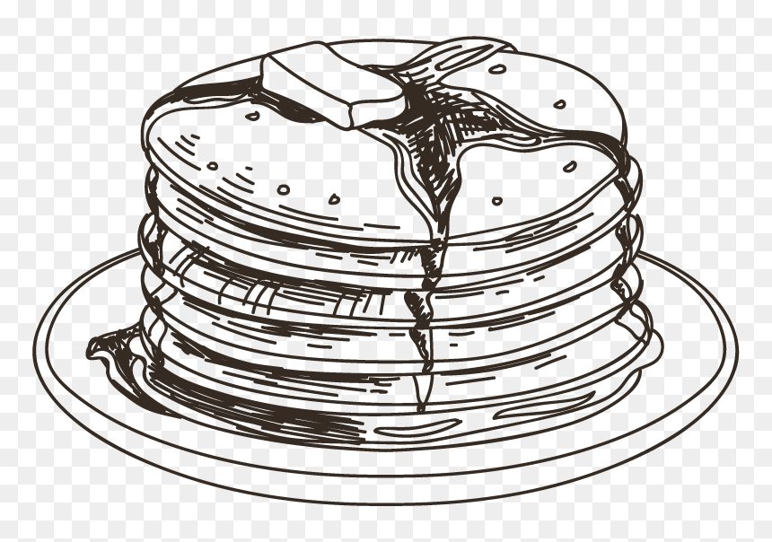 Pancakes Vector Black And White Transparent & Png Clipart - Breakfast Black And White, Png Download - pancakes png