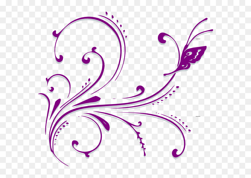 Purple Butterfly Border - Purple Butterfly Frame Drawing, HD Png Download - gold banner png