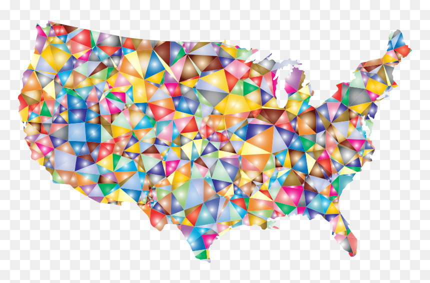 Colorful Low Poly America Usa Map - Clip Art, HD Png Download - usa map png