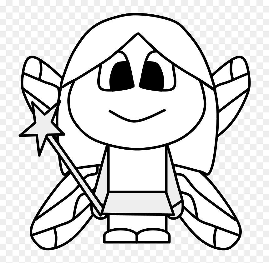 Fairy, Wings, Wand, Big Eyes, Cartoon Person, Black - Portable Network Graphics, HD Png Download - fairy wings png