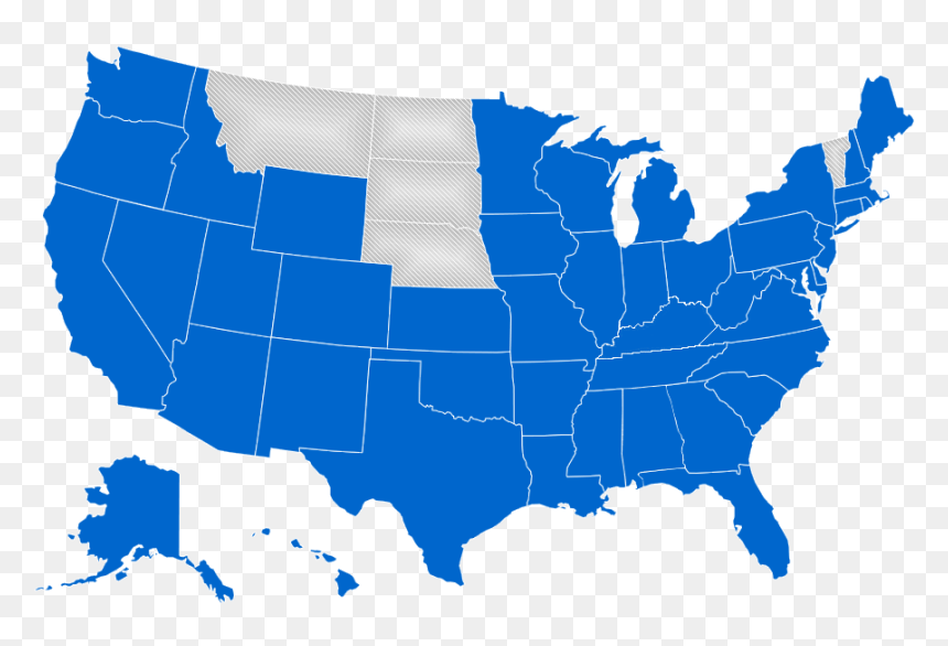 State Connections Map - Blue United States Map, HD Png Download - us map png