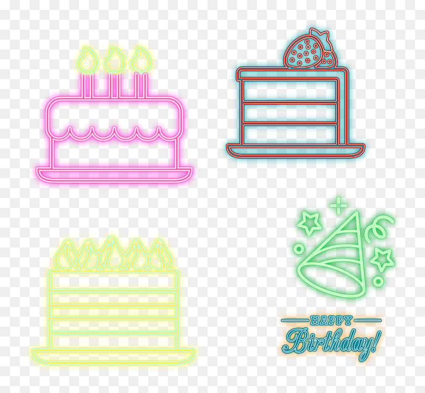 Cake Neon Png, Transparent Png - neon png