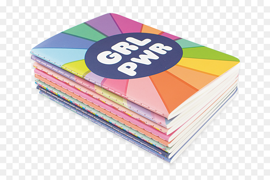 8 Stacked Pocket Pal Journals Grl Pwr Lined Paper Pocket - Notebook, HD Png Download - notebook paper png