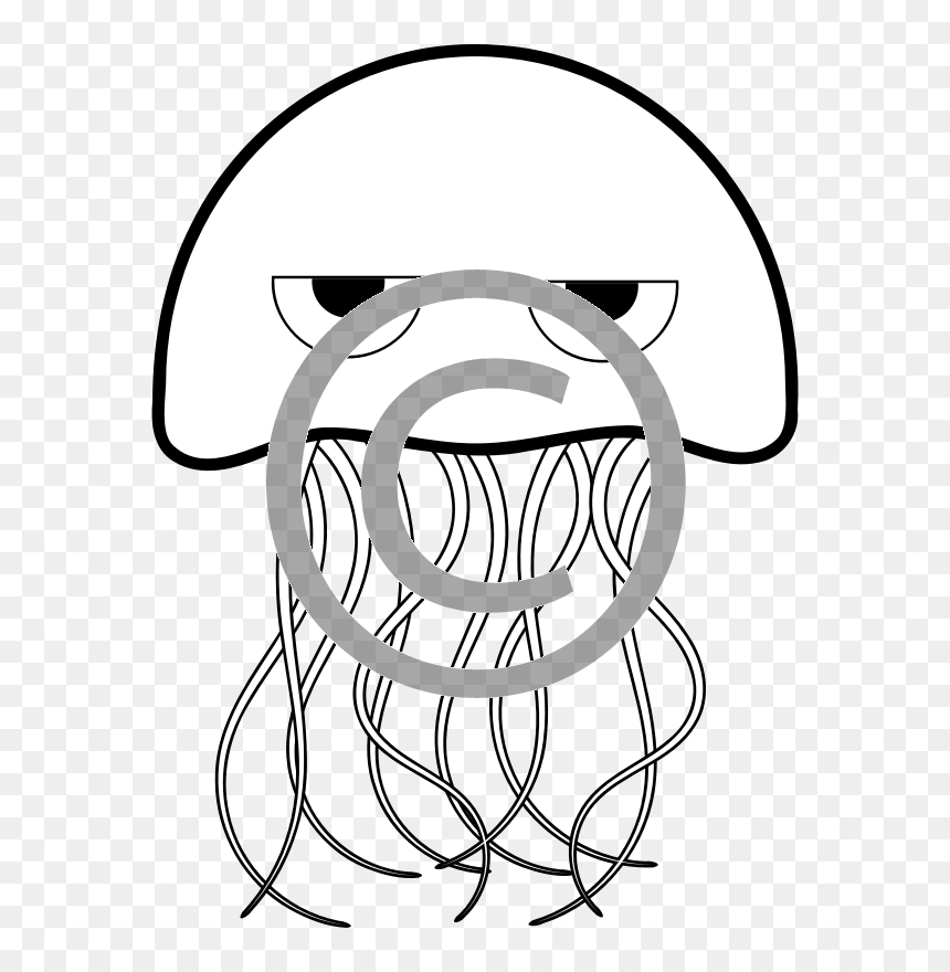 Jelly Fish Black And White Clipart, HD Png Download - jellyfish png
