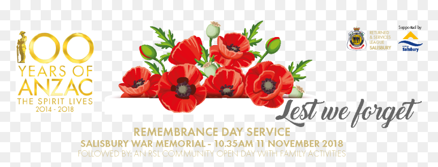 Remembrance Day Service And Rsl Community Open Day - 100 Years Of Anzac, HD Png Download - memorial day png