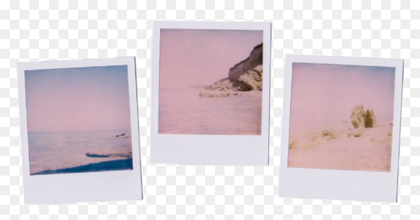 #beach #polaroid #pictures #photo #white #frame #white - Polaroid Pink Sunset, HD Png Download - white frame png