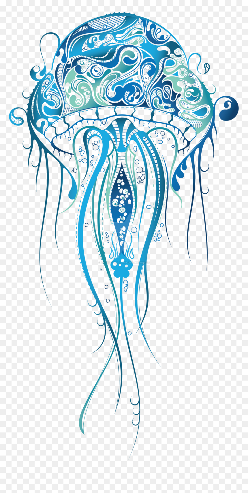 Jellyfish Free Photo - Jellyfish Watercolor Zentangle, HD Png Download - jellyfish png