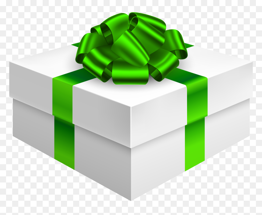 Gift Box With Bow In Green Png Clipart - Gift Box Green Png, Transparent Png - presents png