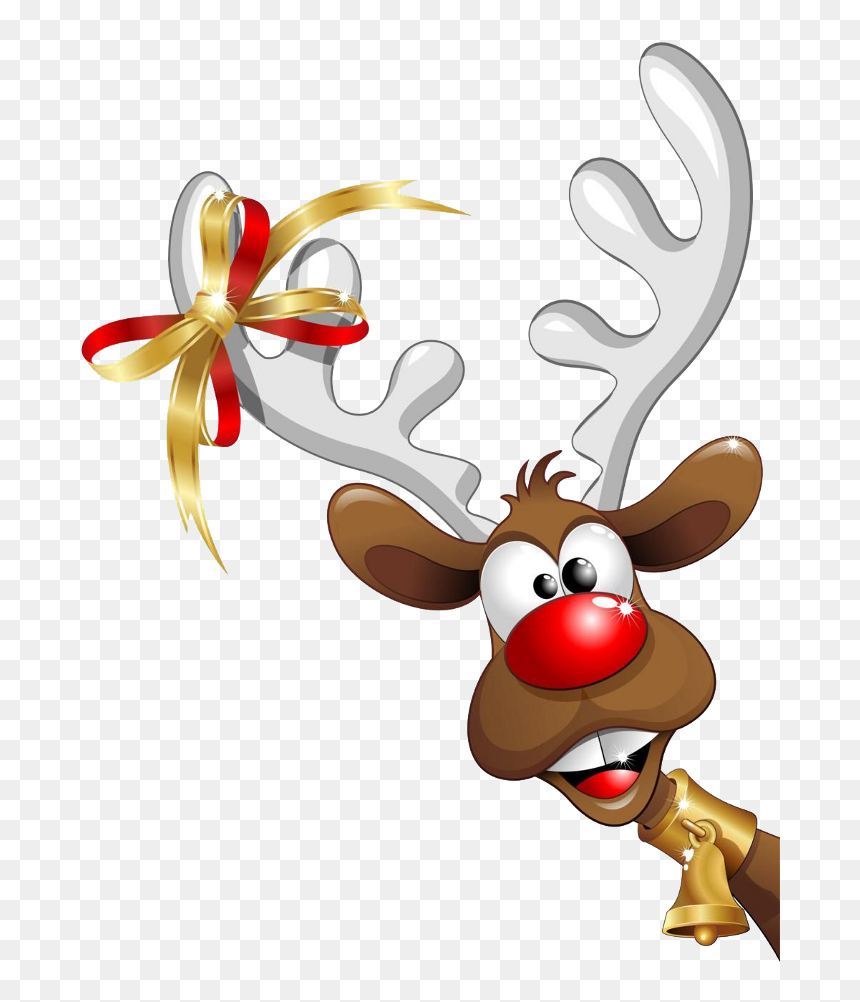 #deer #christmas #ribbon #christmasbells - Rennes Noel, HD Png Download - christmas ribbon png