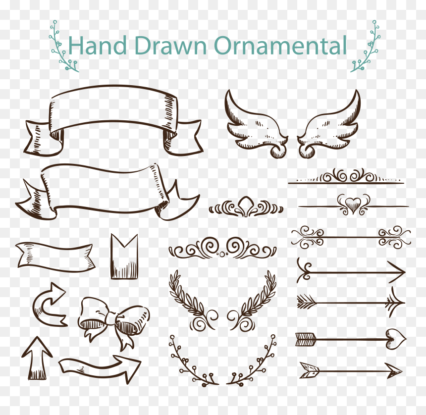 Arrow Ornament Png, Transparent Png - hand drawn arrow png