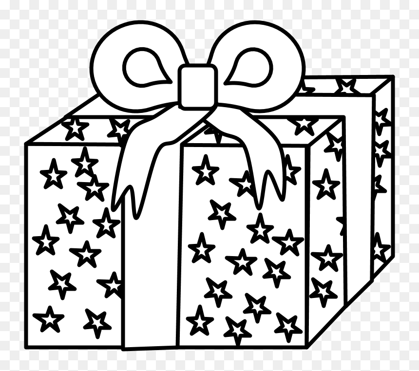Gift, Black And White Wrapping Paper, Ribbon, Stars, - Gift Black And White, HD Png Download - white stars png