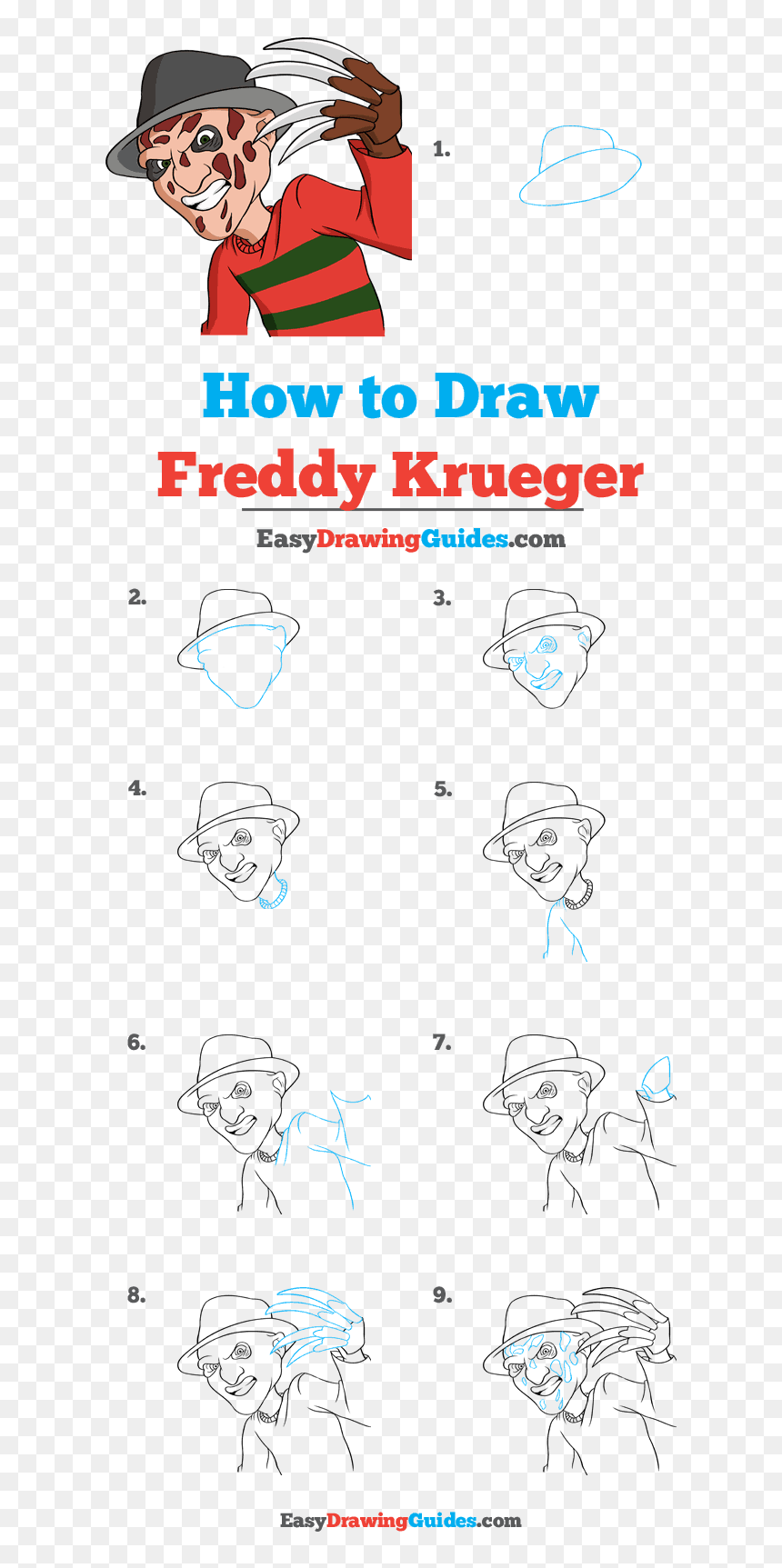 Step By Step Valentines Drawings Easy, HD Png Download - freddy krueger png