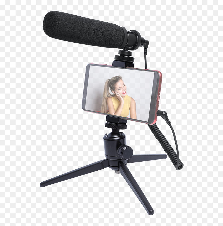 Maono High Quality Supercardioid Vlog Microphone With - Tripode De Celular Y Microfono, HD Png Download - video camera png