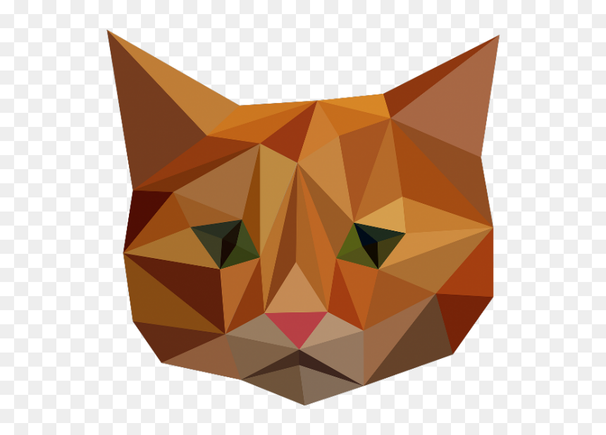 Cat Face Low Poly, HD Png Download - cat face png