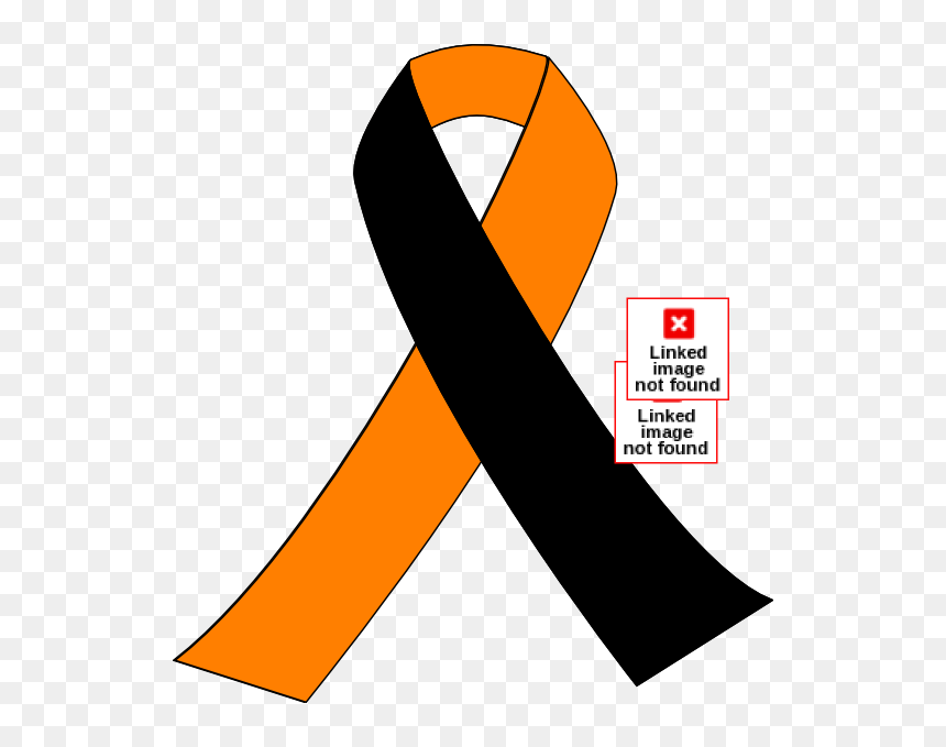 Black And Orange Ribbon, HD Png Download - black ribbon png