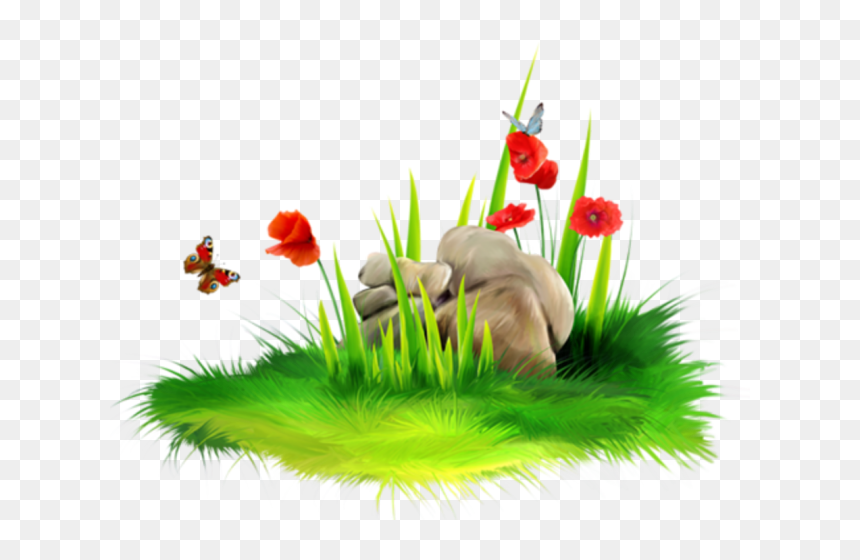 Transparent Mowing Clipart - Flower With Grass Png, Png Download - grass flower png