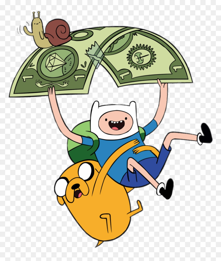 Finn And Jake Flying Down On Dollar Bill - Time With Finn And Jake, HD Png Download - dollar bill png