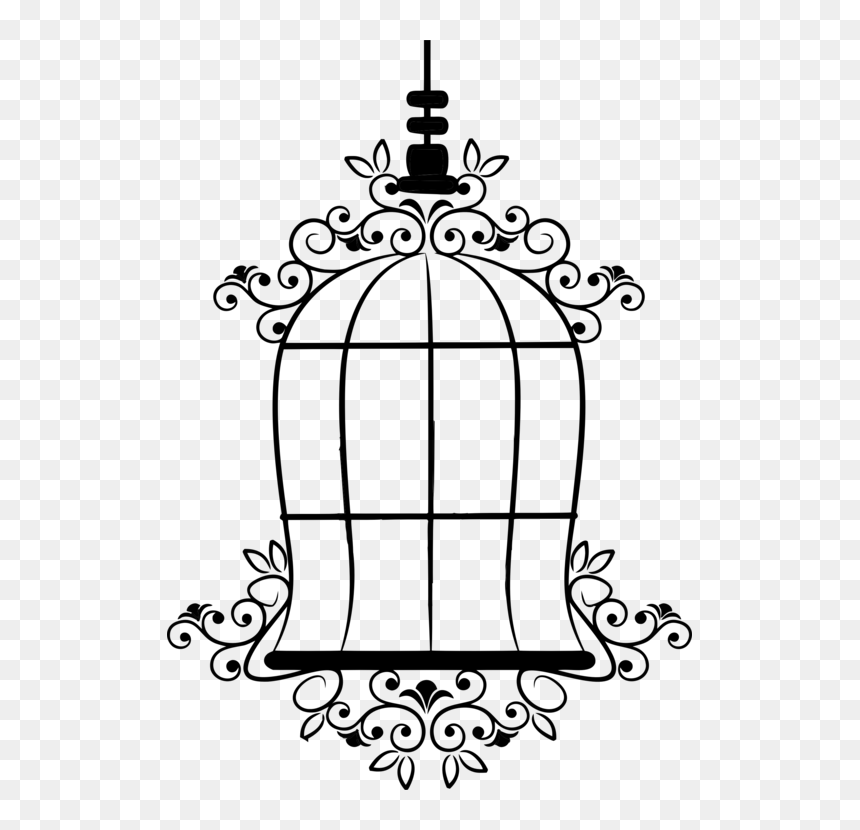 Line Art,plant,blackandwhite - Svg Bird Cage Silhouette Png, Transparent Png - fancy line png